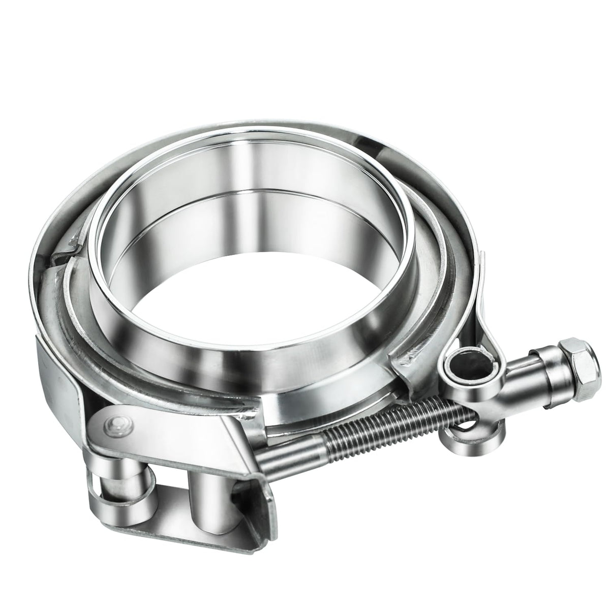 Wysiwyka 1Pc 3.25Inch 304 Stainless Steel Quick Release Exhaust V Band Clamp Kit With Female Male Flange