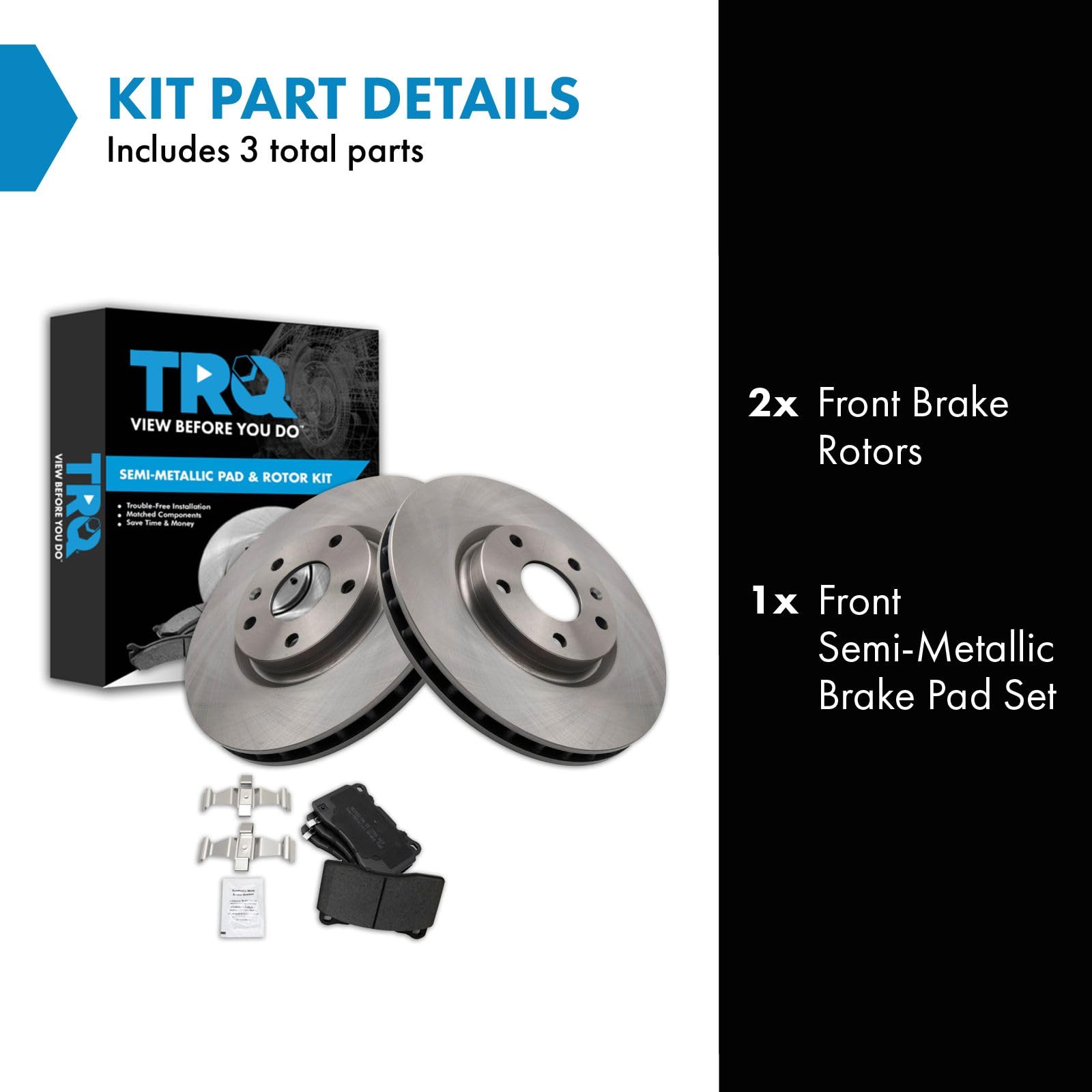 Trq Brake Pad & Rotor Kit Brake Pads Brake Rotor Semi-Metallic Compatible With 2014-2019 Chevrolet Corvette