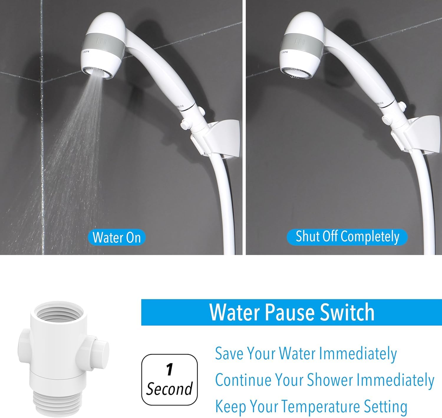 High Pressure Rv Shower Head With Hose And On Off Switch, 3 Flow Rate For Saving Water, Matte Black