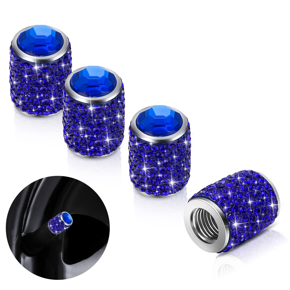 Bling Tire Stem Valve Caps, Crystal Tire Caps Shinny Rhinestone Universal Car Dustproof Tire Valve Caps For Car Suv Motorcycle B