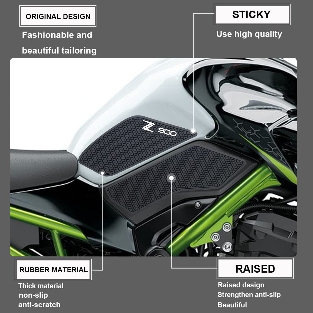 Katie Devi Motorcycle Sticker Decal Set For Kawasaki Z900 Z900Se Z 900 Se 2017-2023, Black Rubber Protectors, 4 Pcs