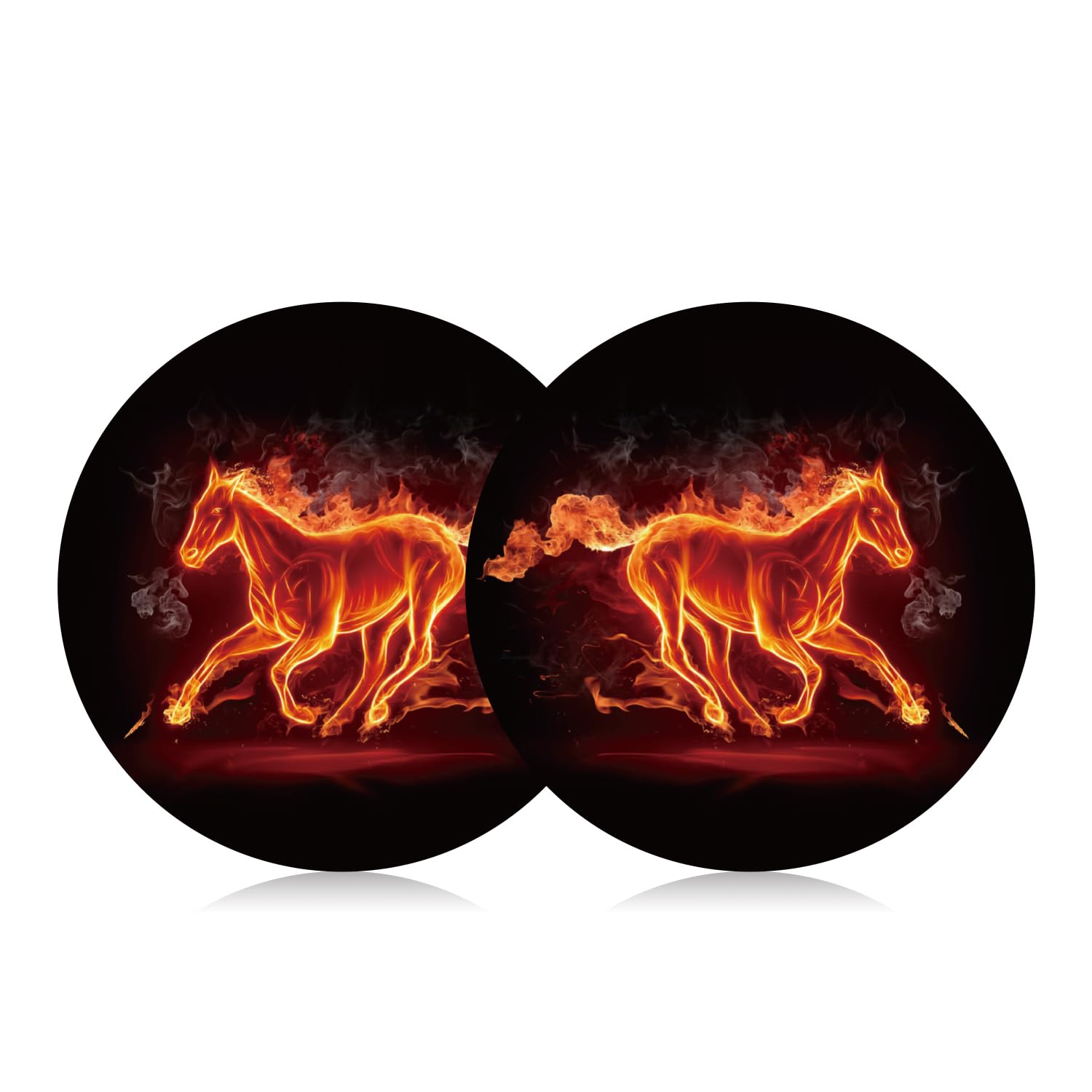 Car Cup Holder Coaster 2PCS Cool Fire Horse Car Coasters Car Cup Holder Insert Coasters Mats Compatible with Ford Mustang Bronco