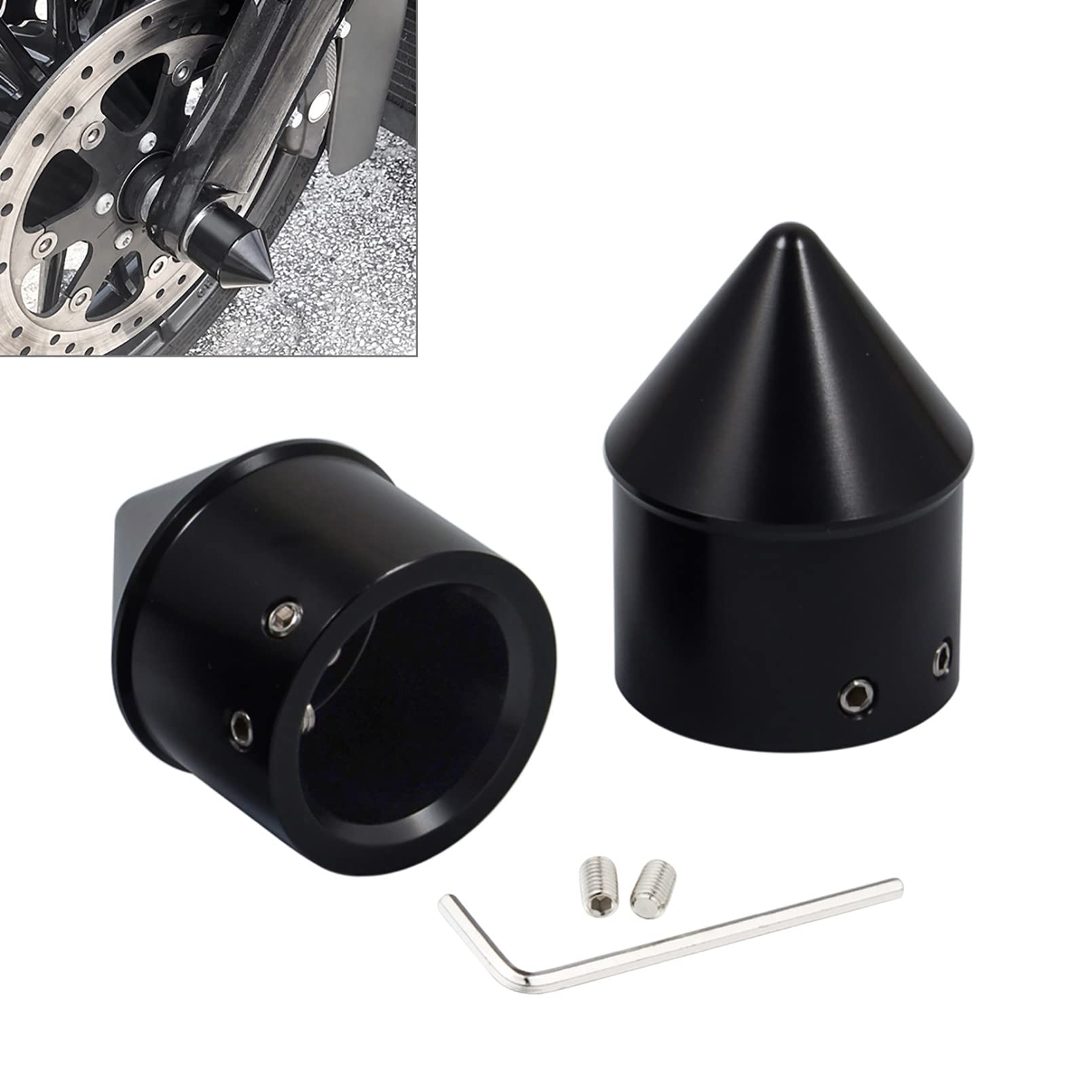 Benlari Black Front Axle Nut Covers Fit For Harley, Cnc Axle Nut Caps Compatible With Harley Davidson Touring Sportster Trike Dyna Softail Street Glide Road King Iron 883 Fat Boy 2002-2024