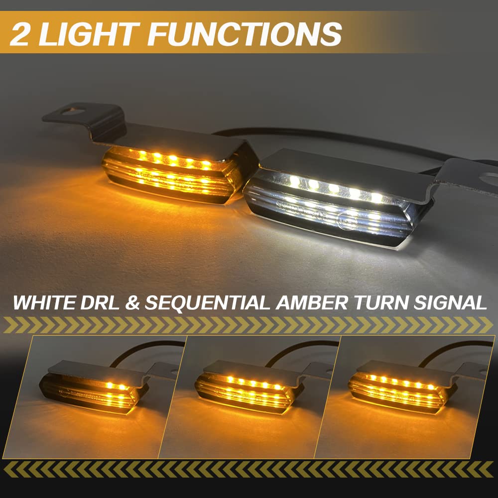 Mini Led Turn Signals Motorcycle Front Sequential Indicators 3 Wire Handlebar Blinkers With Running Lights Universal Compatible