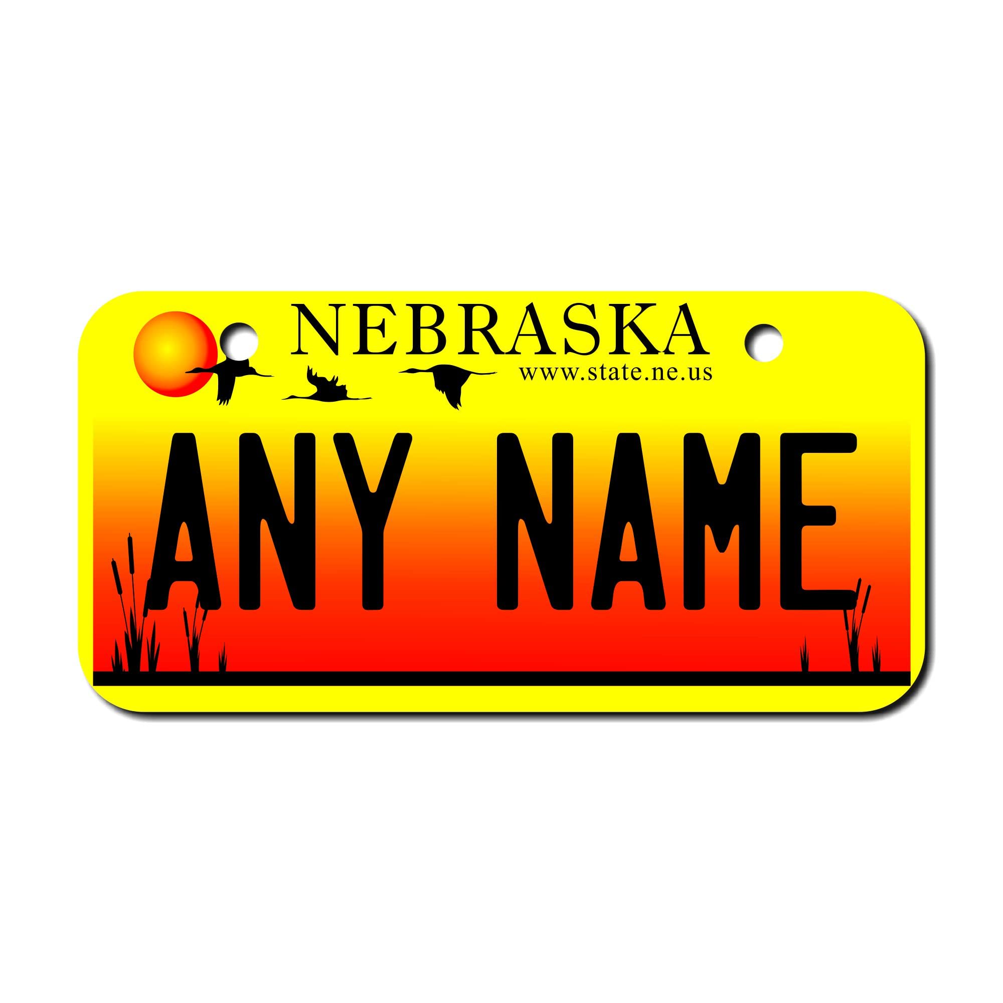 Teamlogo Personalized Nebraska License Plate - Sizes For Kid 'S Bikes, Cars, Trucks, Cart, Key Rings Version 2 (3 X 6 Aluminum L