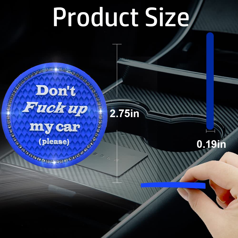 Smeyta Car Cup Coasters 2 Pack - Bling Interior Accessories, Universal Cup Holder Inserts For Suv/Truck (Royal Blue, 2Pc)