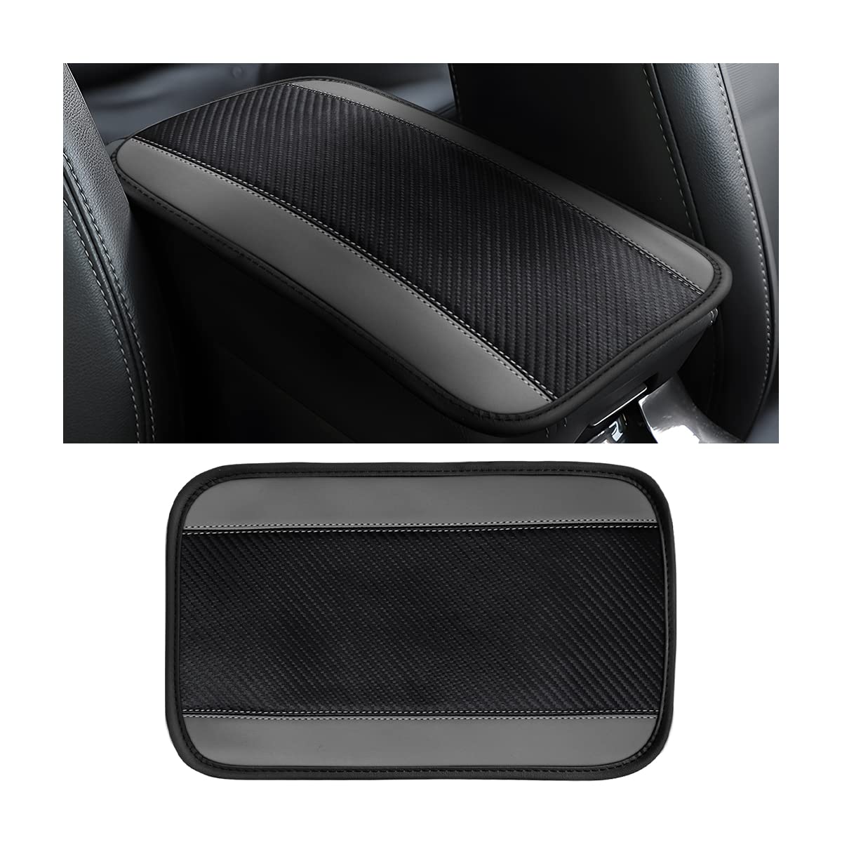 8Sanlione Car Center Console Cover, 12.6X7.5 Pu Leather Car Armrest Cover Universal Waterproof Center Console Pad, Car Accessories Interior Protection For Cars, Vehicles, Suvs (Gray)