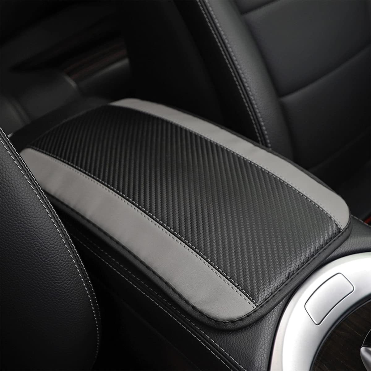 8Sanlione Car Center Console Cover, 12.6X7.5 Pu Leather Car Armrest Cover Universal Waterproof Center Console Pad, Car Accessories Interior Protection For Cars, Vehicles, Suvs (Gray)