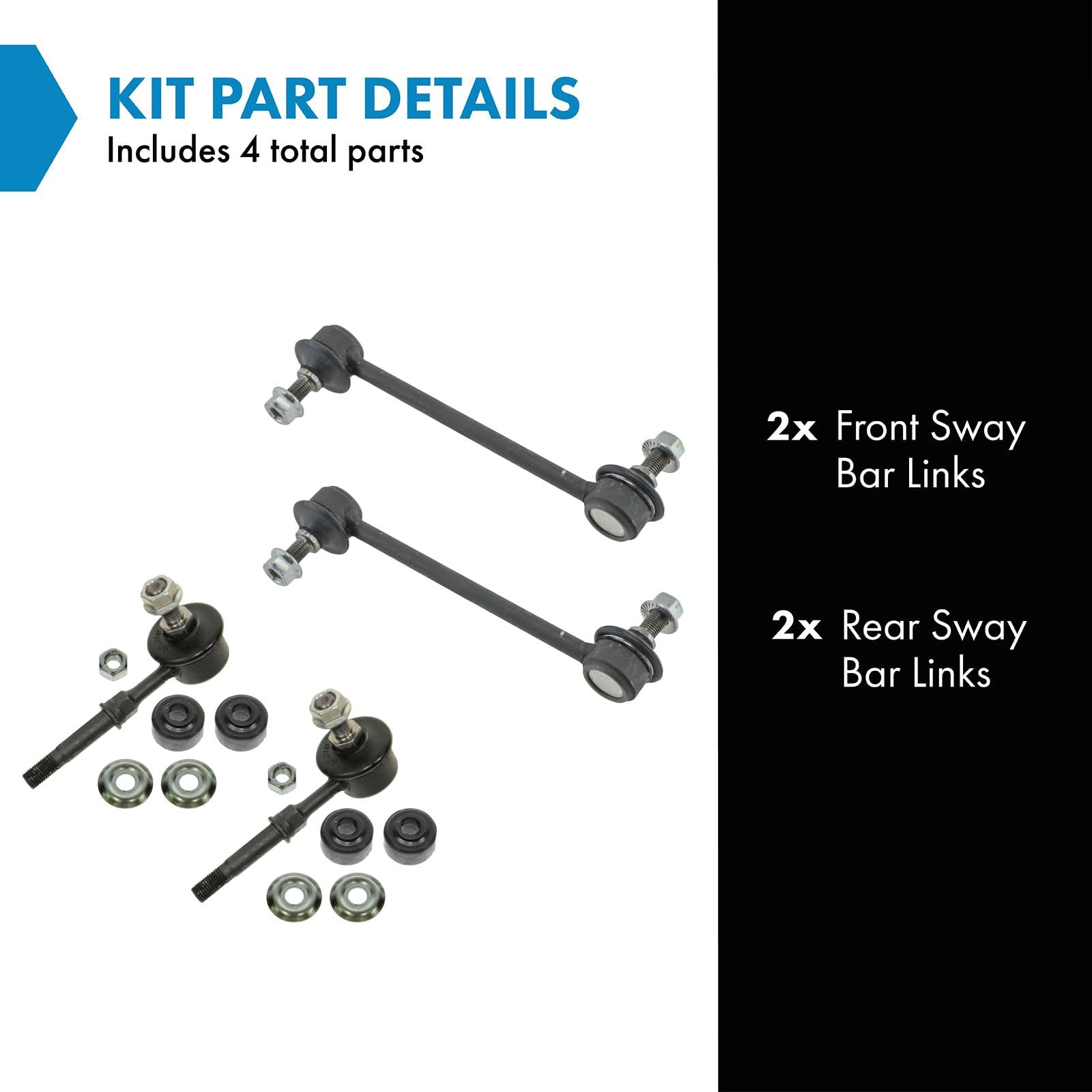 Trq Front & Rear Sway Bar Stabilizer Link Set Compatible With 1999-2005 Hyundai Sonata 2001 Xg300 2002-2005 Xg350 2004-2006 Kia
