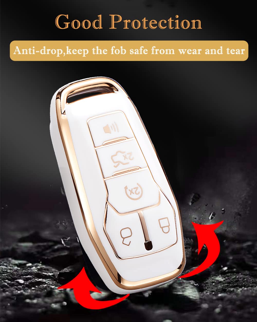 For Ford Key Fob Cover, Premium Soft Tpu Full Protection Key Fob Case For Ford Fusion Mustang F150 Edge Explorer Lincoln Mkz Mkc