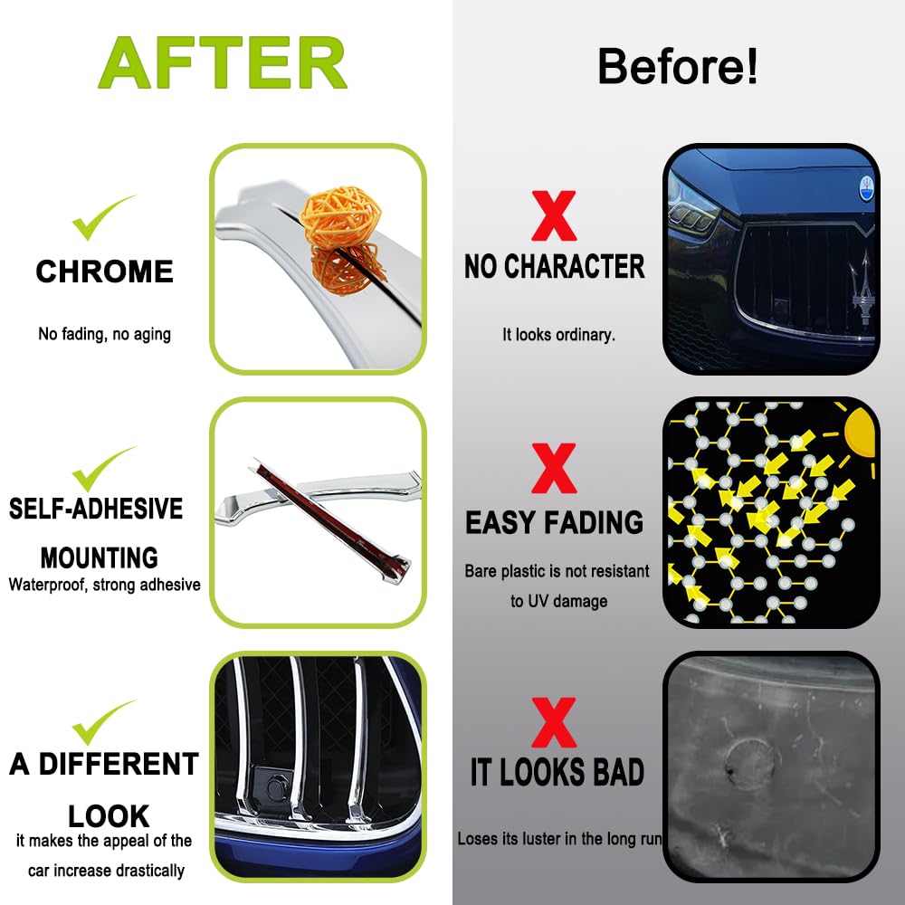 Front Grill Chrome Trim For Maserati Ghibli 2013 2014 2015 2016 2017 Parts Accessories Front Grille Decorative Garnish Trim Cove