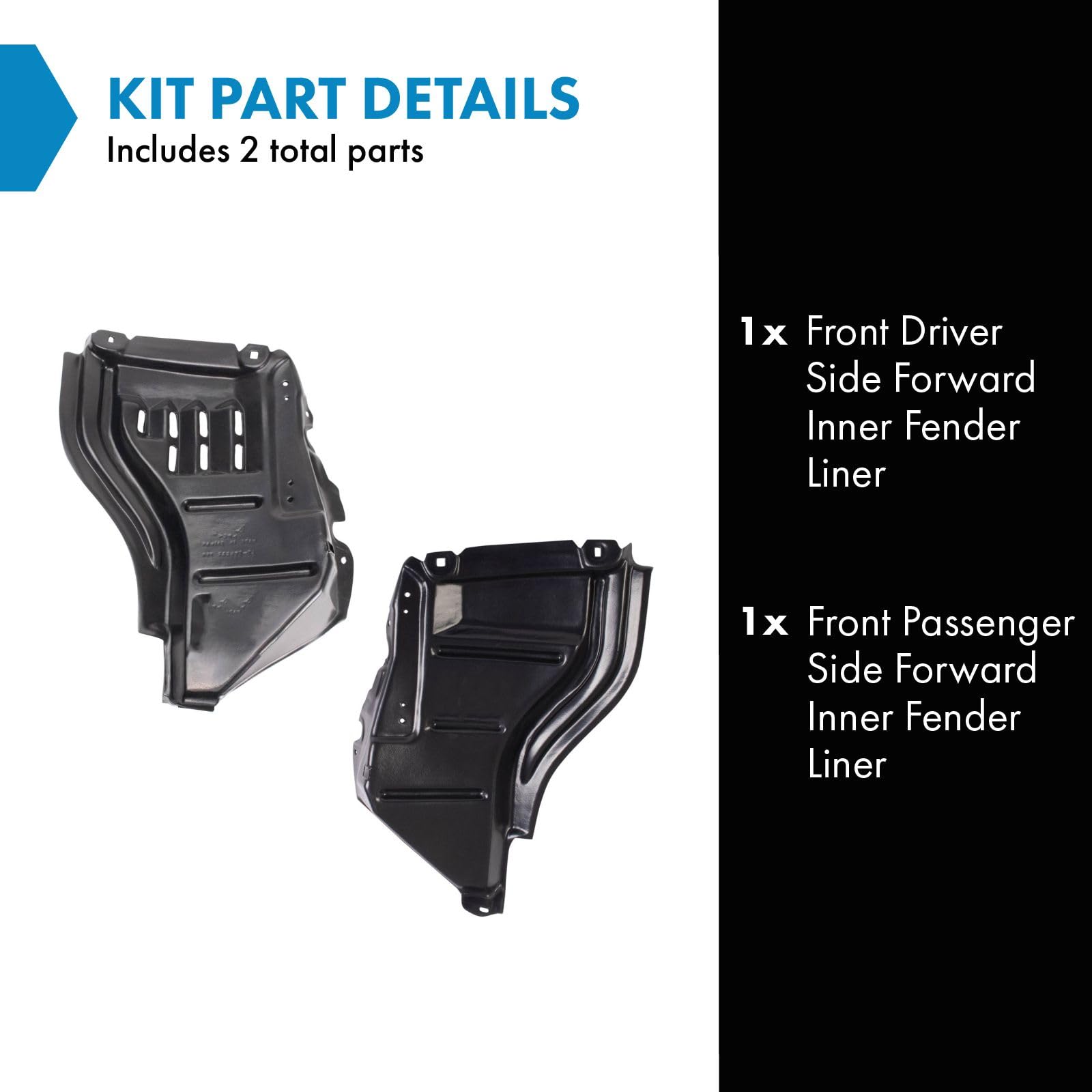 Trq Front Inner Fender Liner Set Compatible With 2007-2013 Toyota Tundra To1248147 To1249147