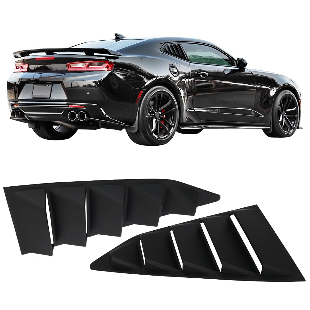 IKON MOTORSPORTS Rear Window Louver Compatible with 2016-2023 Chevy Camaro, GT Style ABS Plastic Unpainted Back Windshield Sun S