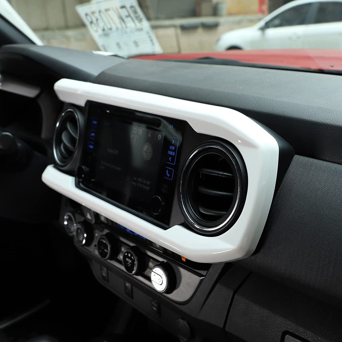 Llkuang Car Central Console Dashboard Panel Frame Cover Compatible With Toyota Tacoma 2016-2023 Console Dashboard Air Conditioner Outlet Decorative Border Frame Trim (White)