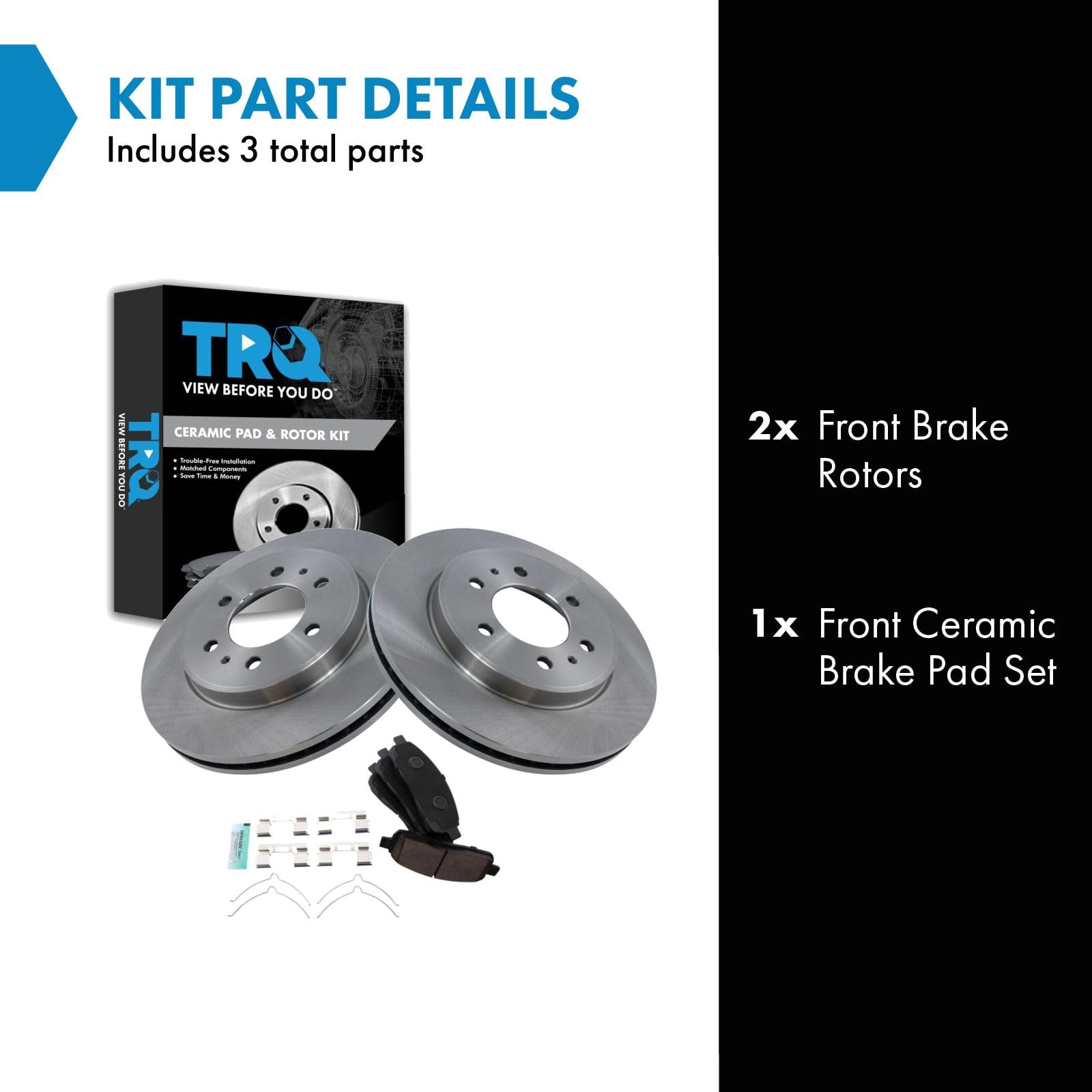 Trq Front Brake Pad & Rotor Kit Brake Pads Brake Rotor Ceramic Compatible With 2009 Ford F-150