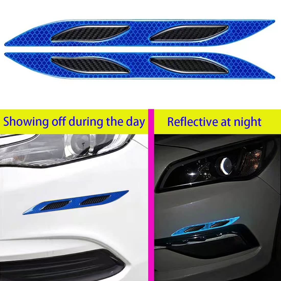 2 PCS Car Strong Reflective Stripe Stickers,Car Trunk Reflective Stickers,Night Visibility Reflective Decal,Reflective Safety Wa