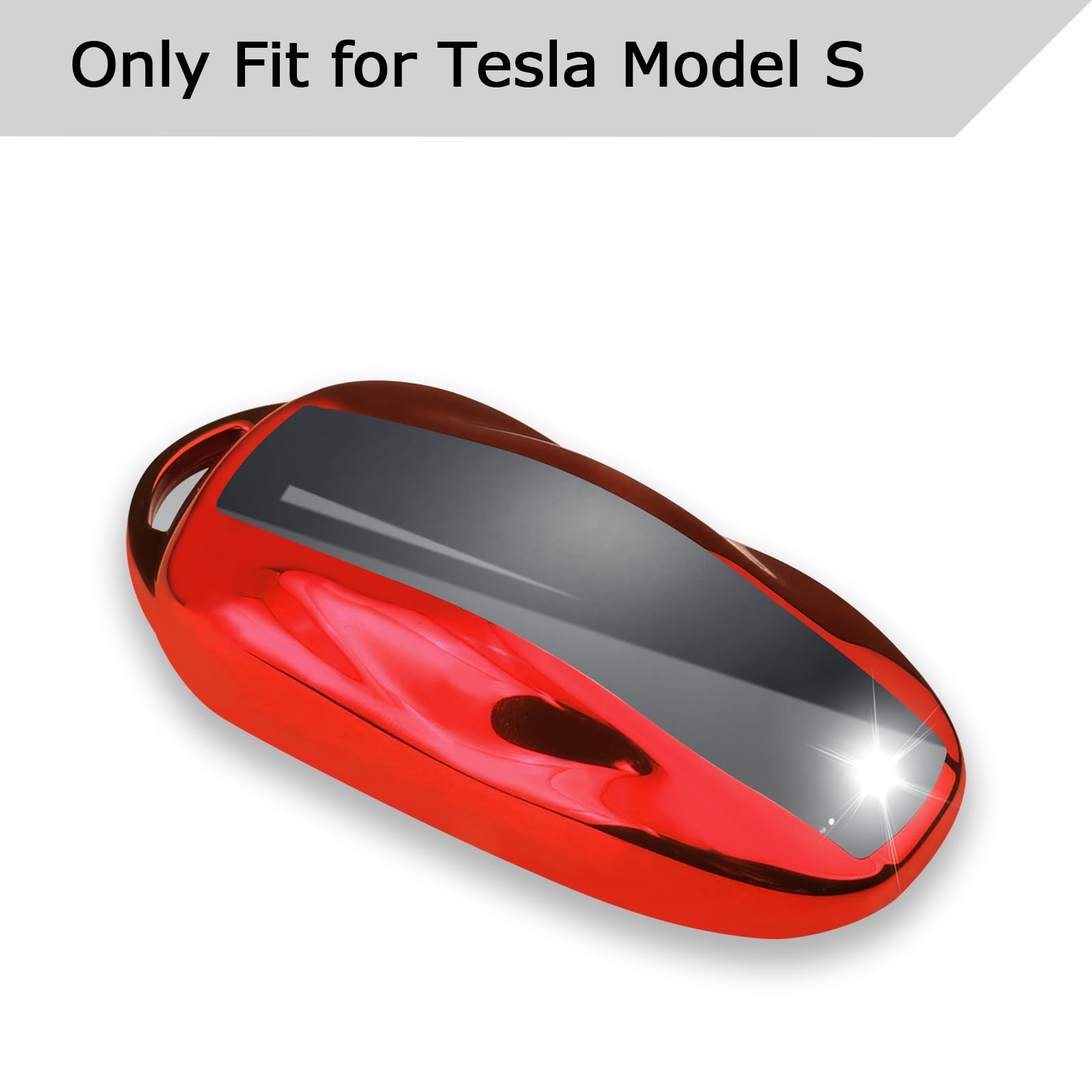 Qbuc For Tesla Key Fob Cover With Keychain Soft Tpu Protection Case Compatible With Tesla Model S (Red)