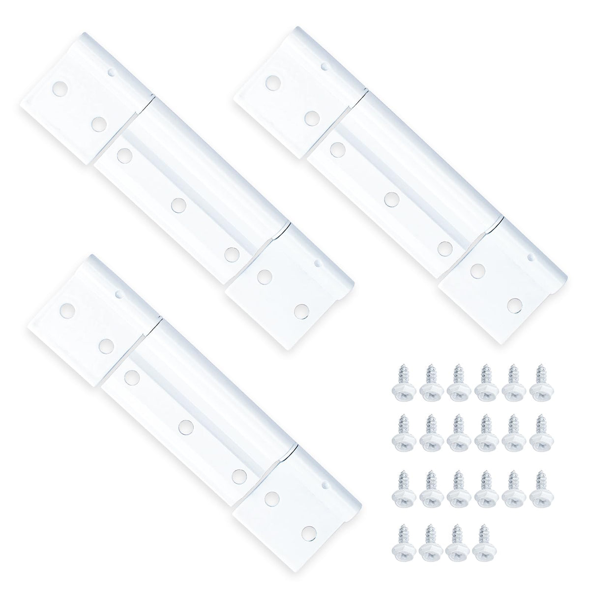 3Pack Screen Door Hinges, White Aluminum 1/8 In. Grooved Center Screen/Storm Door Hinge Compatible With Most Screen Doors