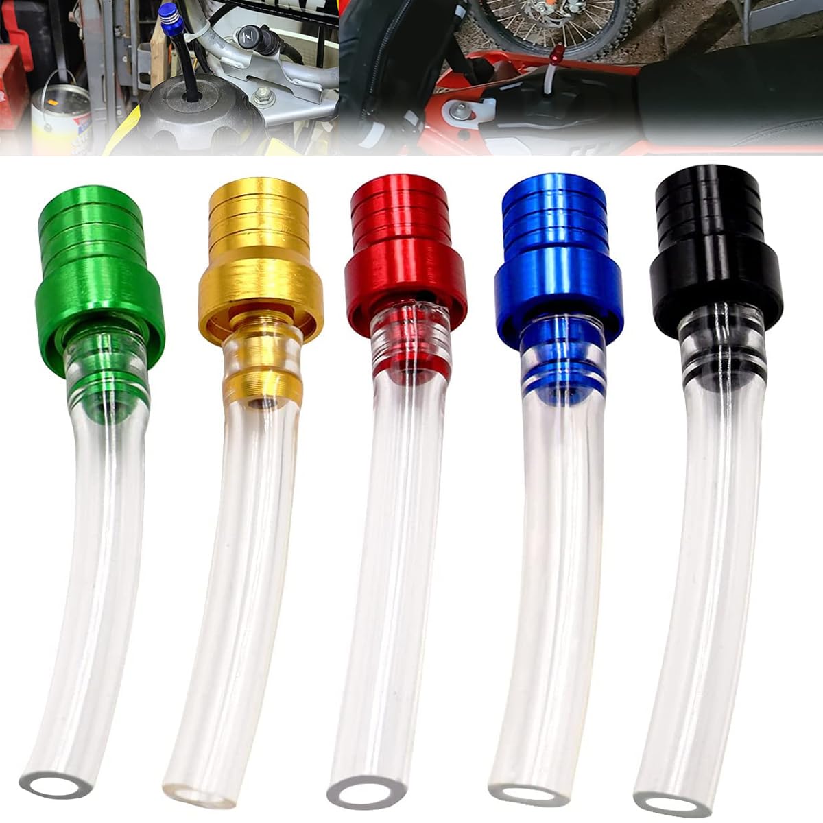 Taiss 5PCS Motorcycle Gas Cap Gas Fuel Tank Cap Vent, Breathing Tube Hose Two-Way Fuel-Saving Breather Cap, Suitable For All Off