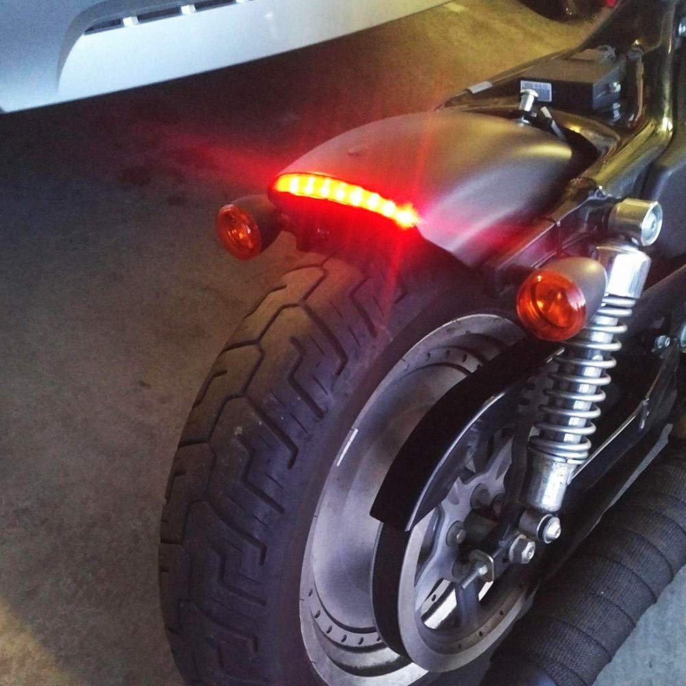 Natgic 1Pc Motorcycle Tail Light Chopped Rear Fender Edge Led Brake Light License Plate Light Stop Running Light For Har*Ley Sport-Ster Xl 883N 1200N Xl1200V Xl1200X (Smoke Shell)