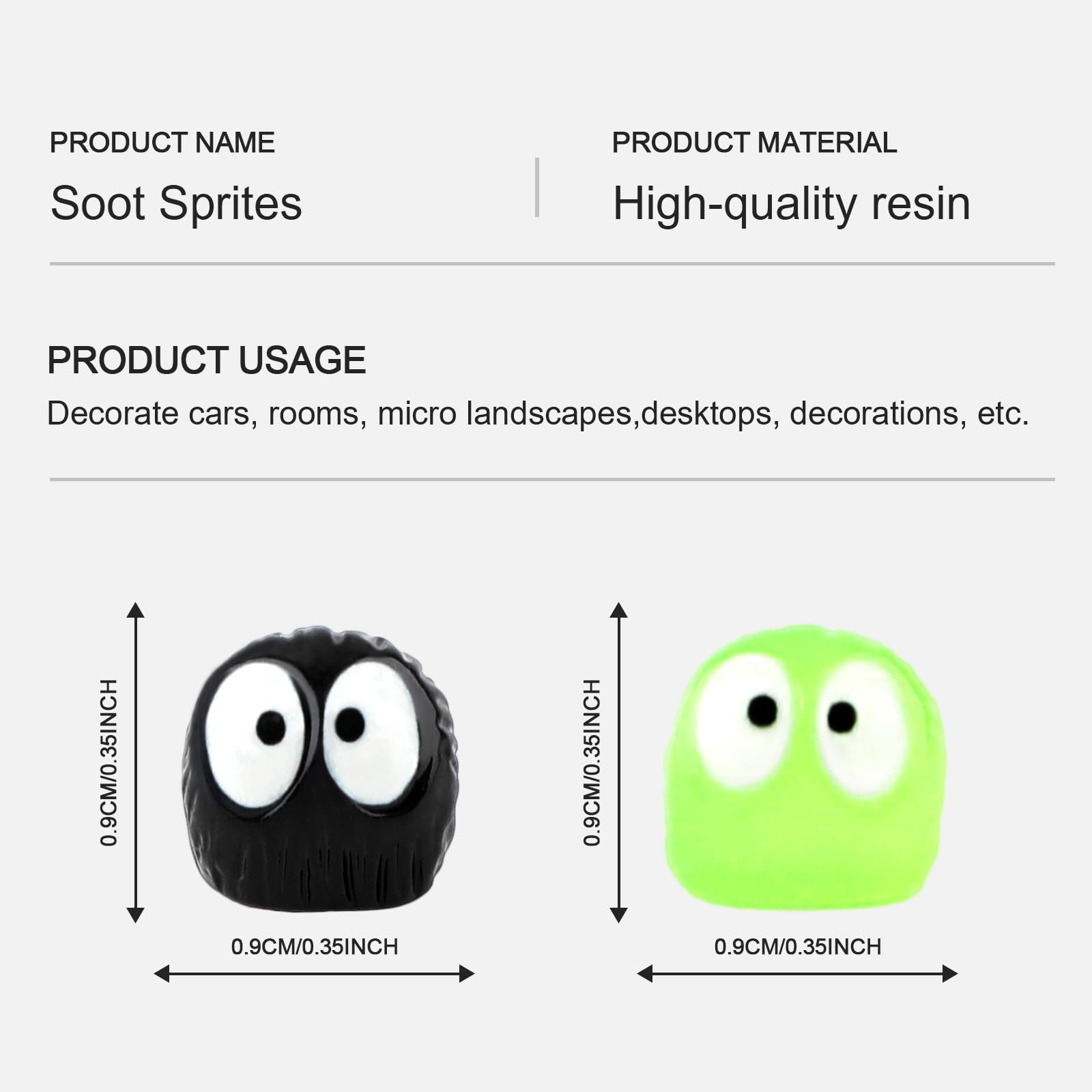 Cute Soot Sprites,35 Pcs Automotive Interior Decoration Accessories for Car Rearview Mirror and Dashboard,Cute Anime Decor for H