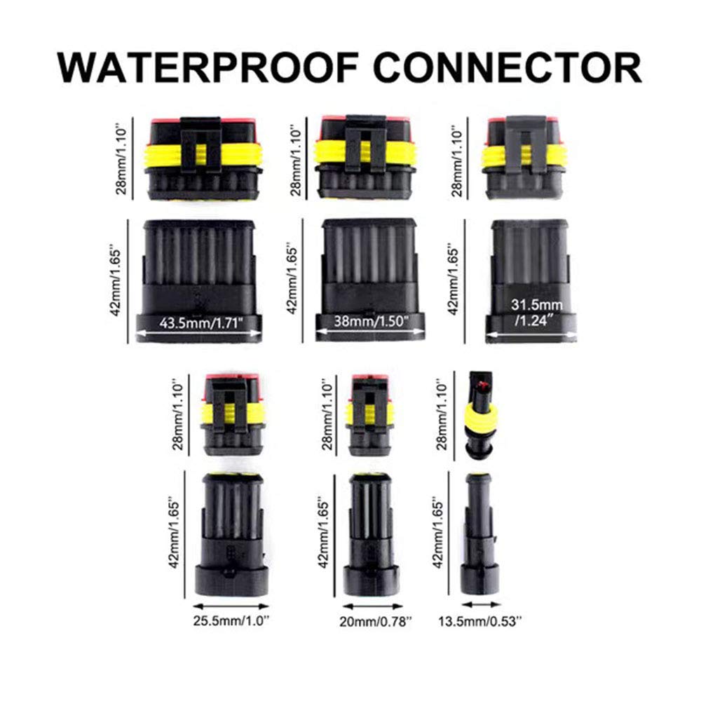 Dododiy, 708Pcs Waterproof Car Electrical Wire Connectors Terminals Assortment Kit 1 2 3 4 5 6 Pin Way Terminal Connector Plug F