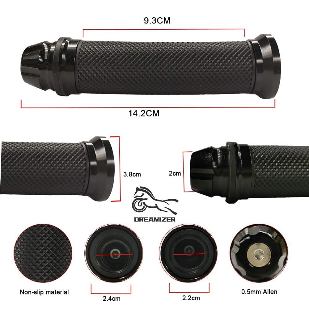 DREAMIZER Motorcycle Handle Grips Rubber Pedal Bike Scooter Handlebar Grips Modified Handlebar Throttle Turn Grip Settle - Black