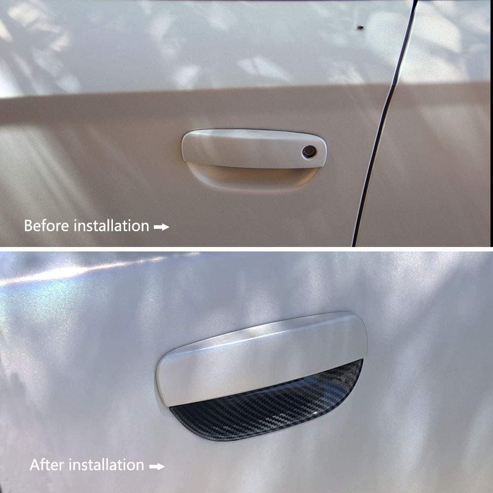 Crosselec Carbon Fiber 4Pcs Door Handles Bowl Cover Trim Decals Bezel For Dodge Charger 2011+