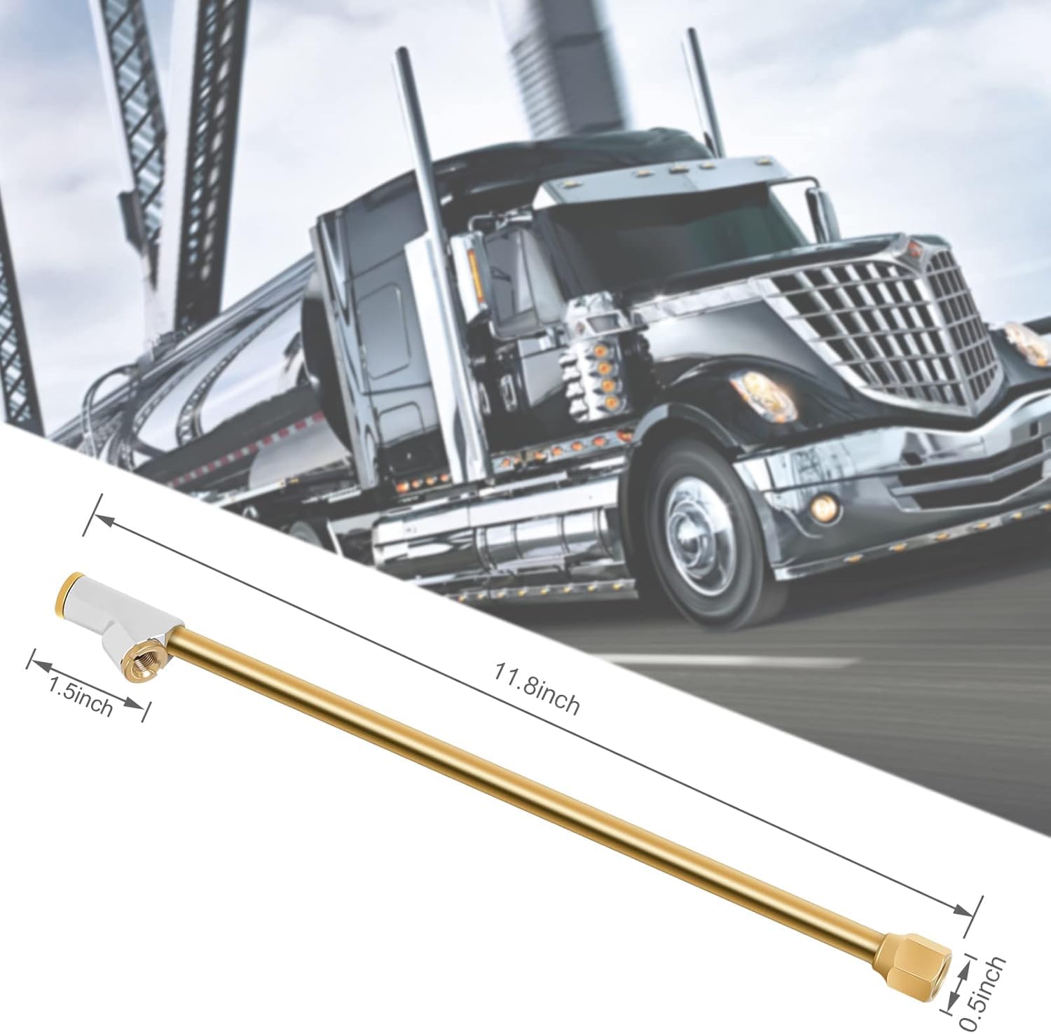 Godeson Air Chuck For Semi Truck, 1/4'' Fnpt 11.8'' Extended Reach Dual Head Brass Air Chuck With Brass Quick Plug, 2-Way Connec