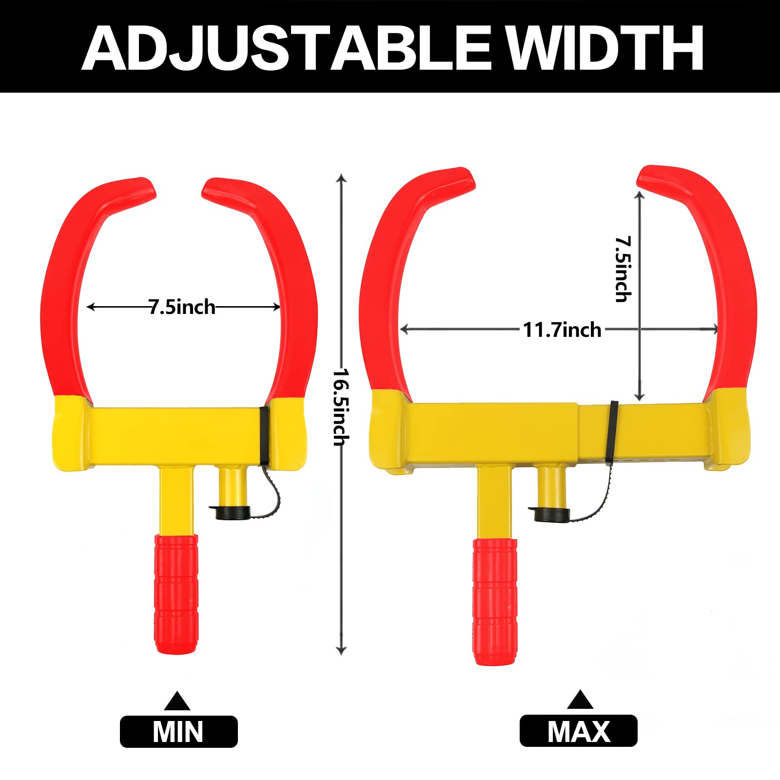 Kaycentop Wheel Clamp Lock Tire Lock Anti Theft Lock Fit Most Vehicles Max 11'' Tire Width And 7'' Reach For Trailers Suv Boats