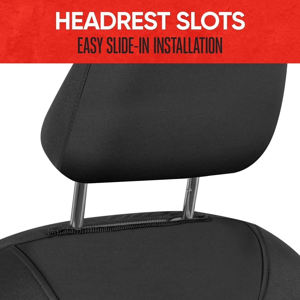 Motor Trend AquaShield Car Seat Covers for Front Seats, Black - Two-Tone Waterproof Seat Covers for Cars, Neoprene Front Seat Cover Set, Interior Covers for Auto Truck Van SUV