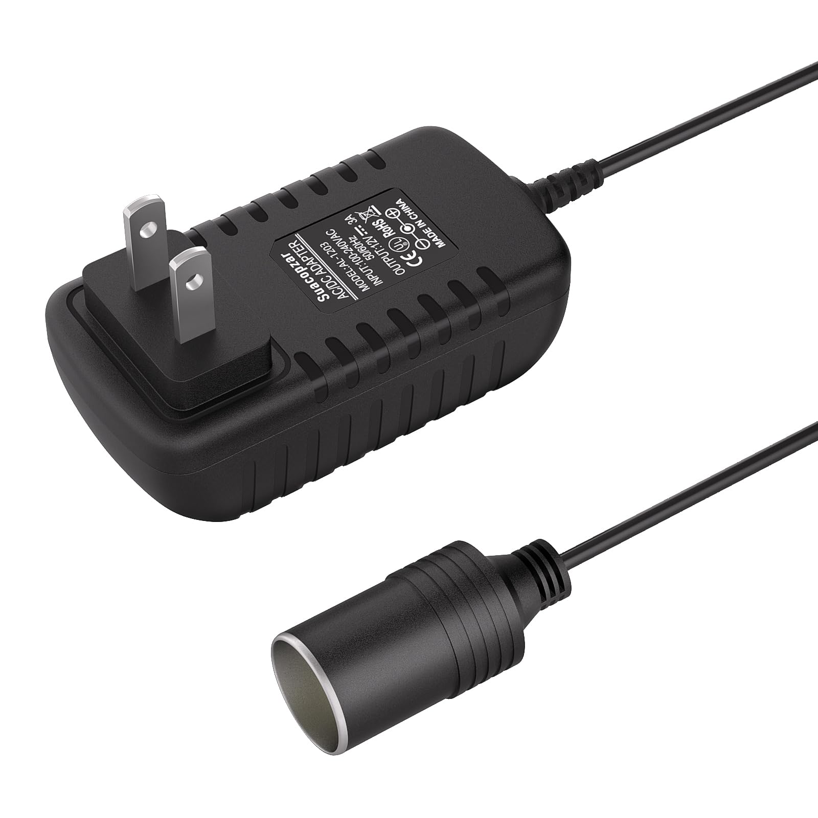 Suacopzar 12V 3A 36W AC to DC Converter Car Cigarette Lighter Socket (NOT for High-Power Device), AC 110-240V to DC 12V Power Su