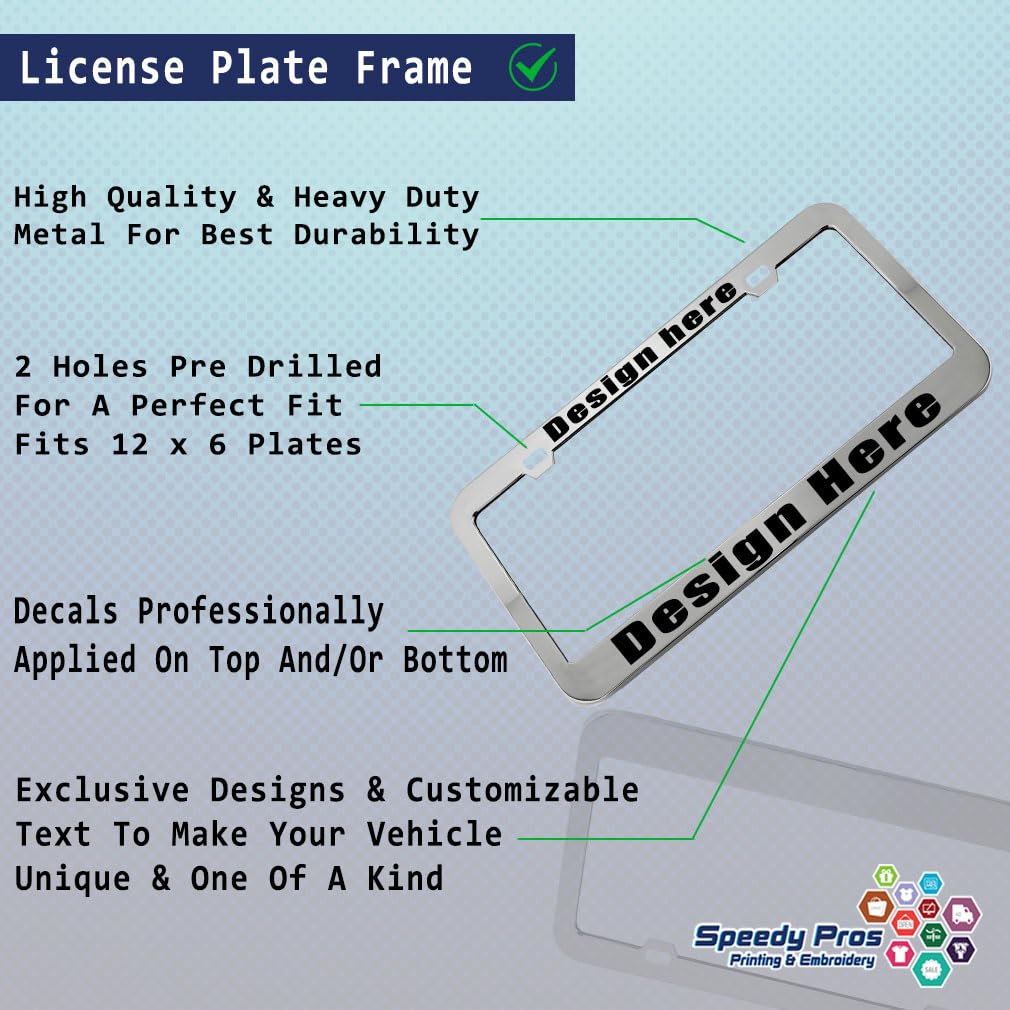 Custom License Plate Frame Custom Personalized Text Funny Metal Cute Car Accessories License Plate Holder Stainless Steel 2 Holes 1 Frame