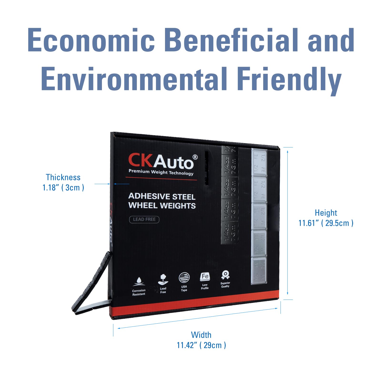 Ckauto 0.5Oz, Adhesive Stick On Roll Wheel Weights, Black, 4.2 Kgs/ 9.24 Lb/Roll, 300Pcs, Oe Quality