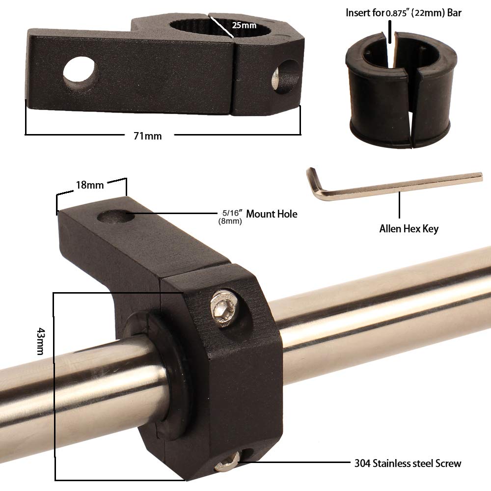 House Tuning 0.875 '' Bull Bar Clamps, Led Light Bar Mount Bracket,Led Off-Road Light Horizontal Bar Clamp Mounting Kit For 7/8