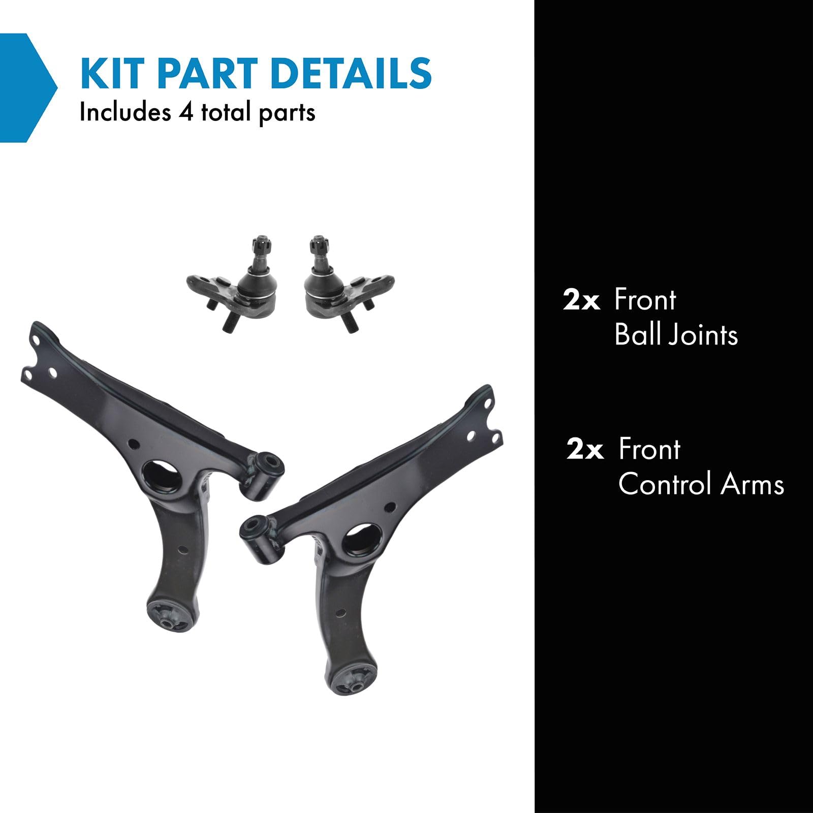 TRQ Front Lower Control Arm with Ball Joint Set Compatible with 2000-2005 Toyota Celica 2003-2008 Corolla