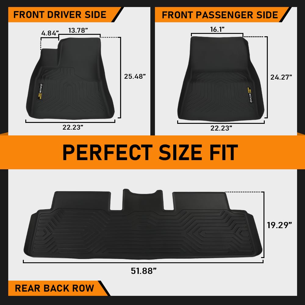 3PCS G-PLUS Floor Mats, Compatible with Tesla Model 3 2017-2023 Sept Old Style, NOT Fit 2023 Oct-2024 New Model,1st & 2nd Row Ca