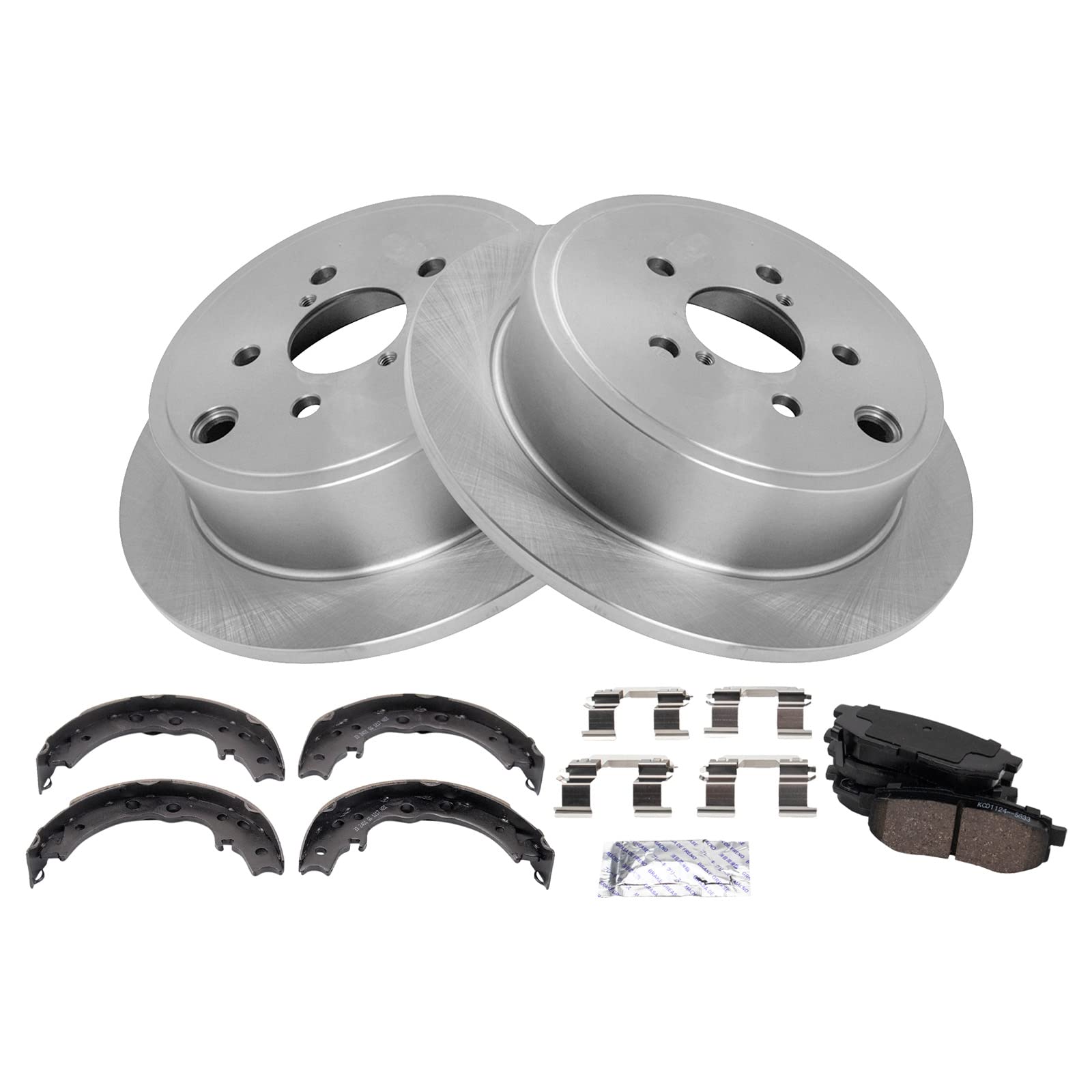 Trq Rear Brake Pad & Rotor Kit Brake Pads Brake Rotor Parking Brake Shoe Set Ceramic Compatible With 2013-2015 Subaru Brz 2013-2