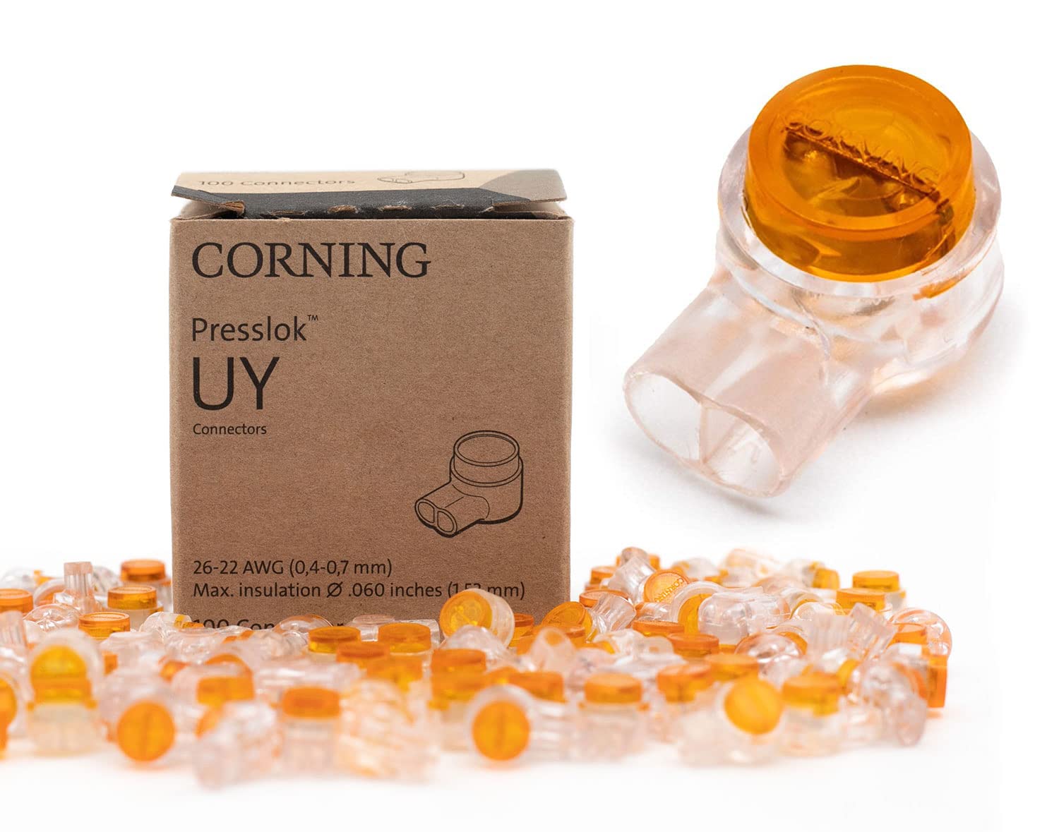 Rebuild Skills Corning UY Presslok 100pk Moisture Resistant Splice Terminals for 2 Insulated Wires, Electrical, Automotive, Oil,