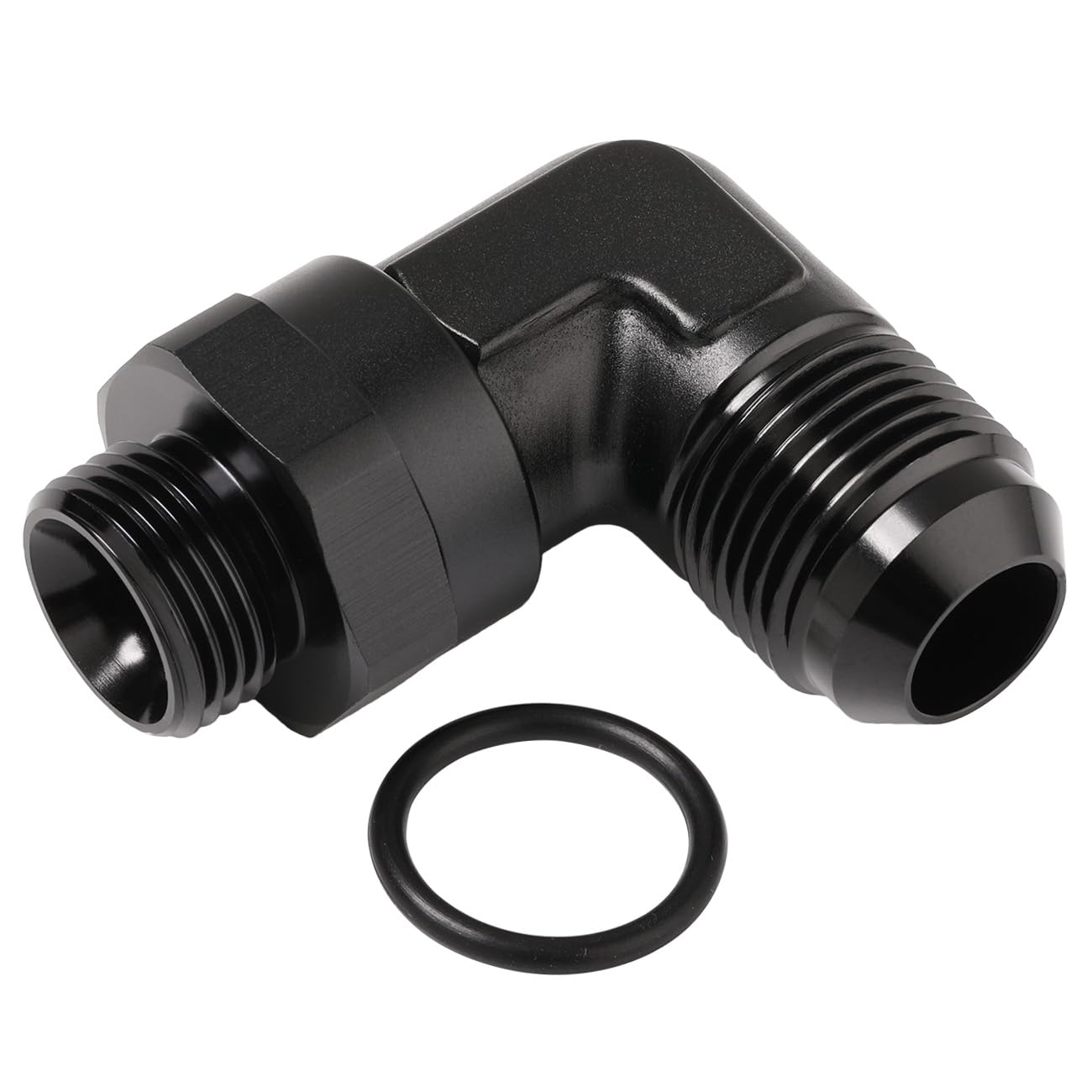 Podavelle 10An Male Flare To 8An -8 Orb O-Ring Boss 90 Degree Swivel Fitting Adapter Aluminum Black