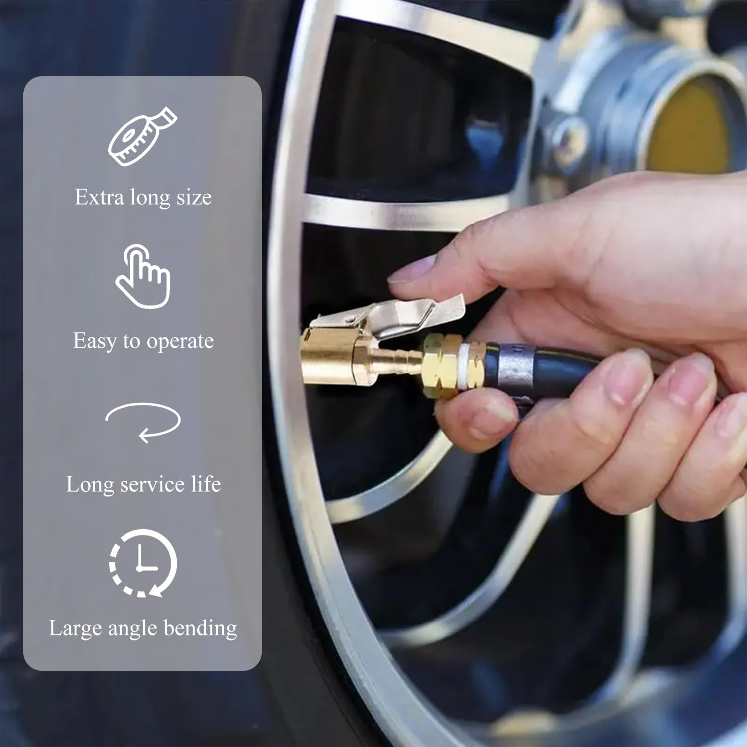 Tire Inflator Extension Tube Tyre Pump Quick Inflation Chuck Adapter Hose Quick-Inflation Clip Connector High-Pressure Tube Car