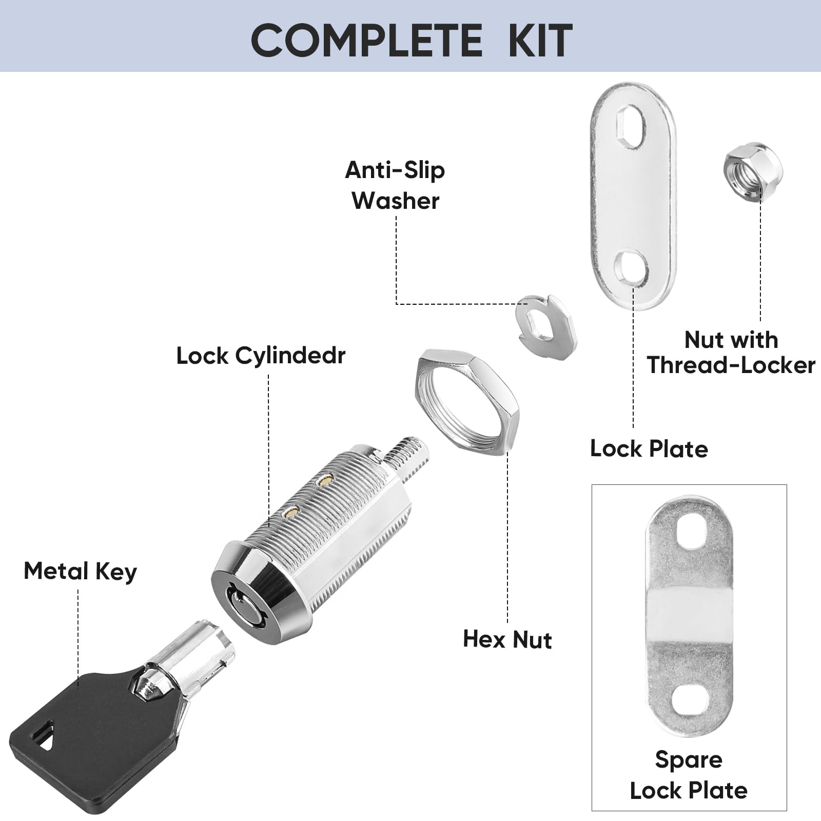 Pteromy 2 Pack Cabinet Lock With Keys, 5/8'' Heavy Duty Tubular Cam Lock For Rv Compartment Storage Locks, Full Set Of Rv Cam Lo