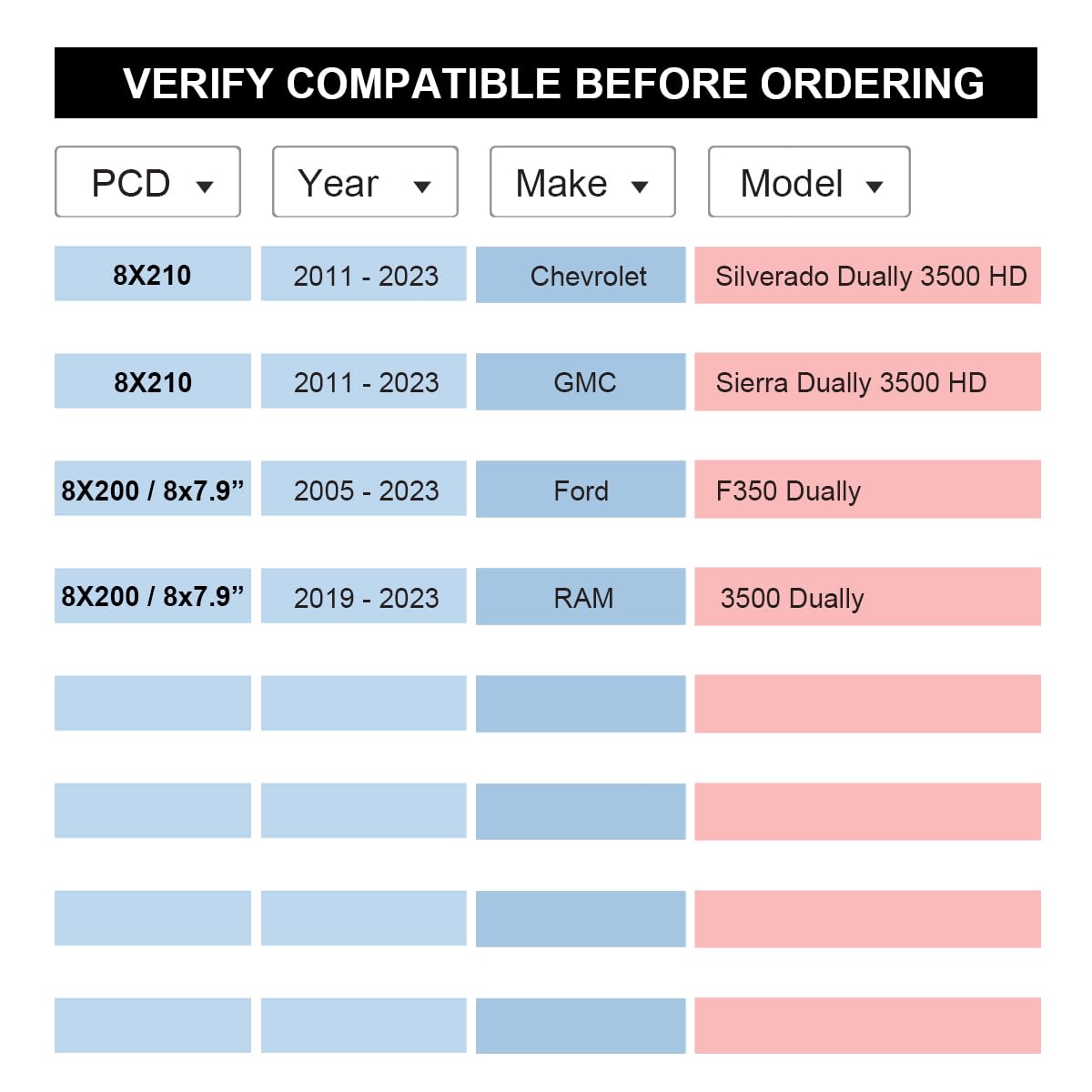 Vlaoschi Black 8 Lug 8X200 8X210 Wheel Spacers 1/2 Inch Compatible With Chevy-Gmc-Ford-Ram 2011-2023 Silverado/Sierra Dually 350