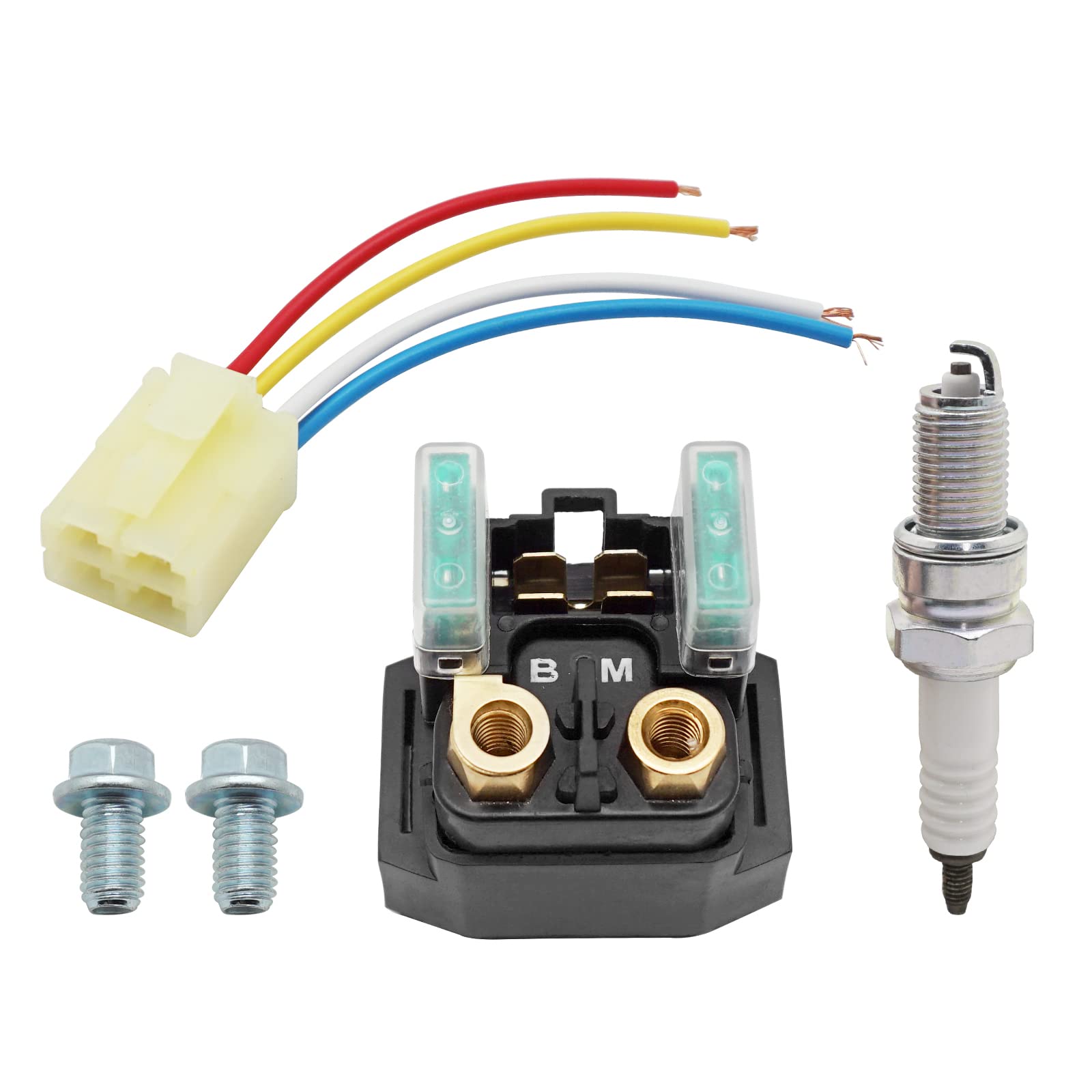 M Mati Starter Solenoid Relay & Plug & Spark For Yamaha Grizzly 350 400 450 660 Big Bear 250 400 Raptor 350 660 Wolverine 350 40