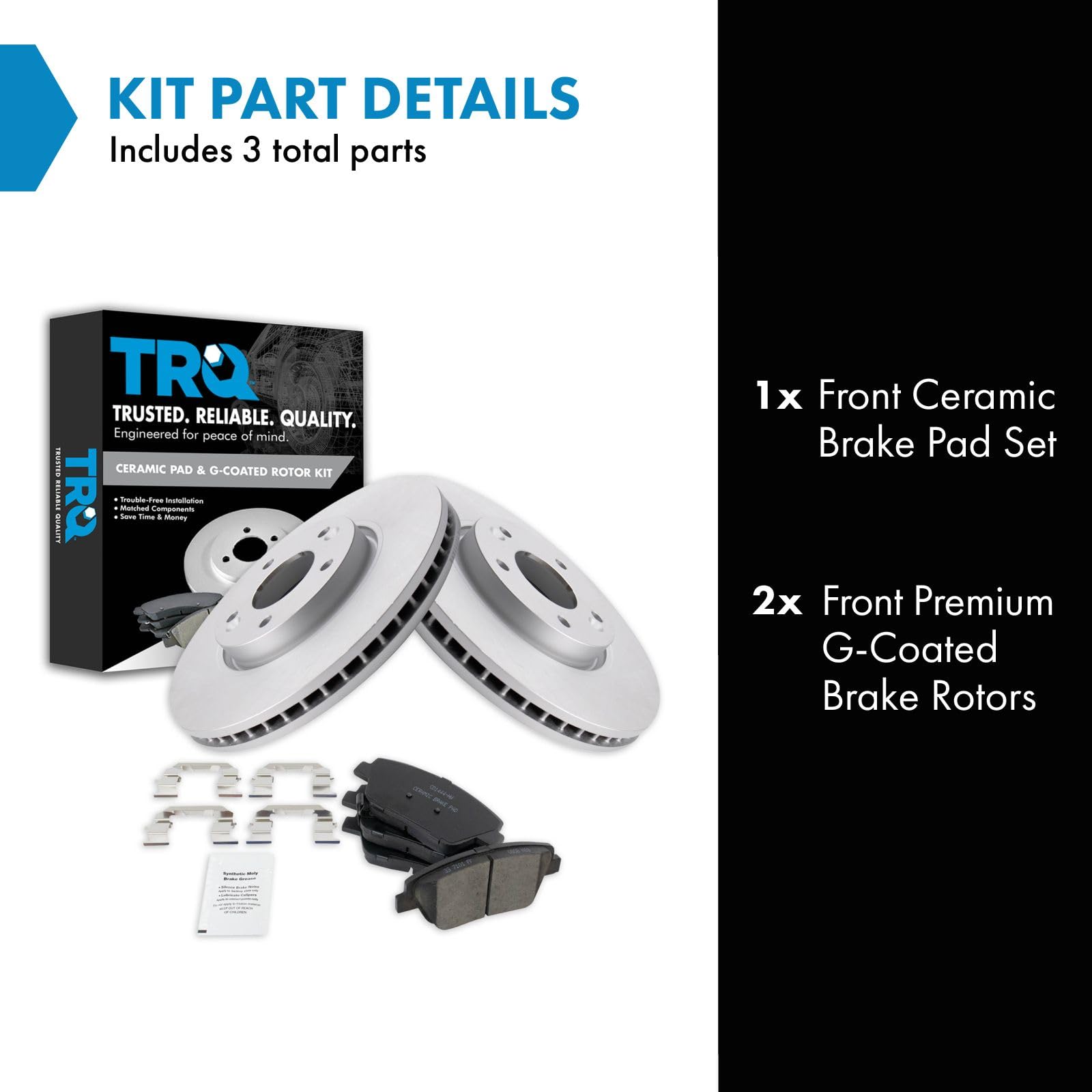 Trq Front Brake Pad & Rotor Kit Brake Pads Brake Rotor Ceramic Premium G-Coated Compatible With 2011-2015 Hyundai Sonata 2011-20