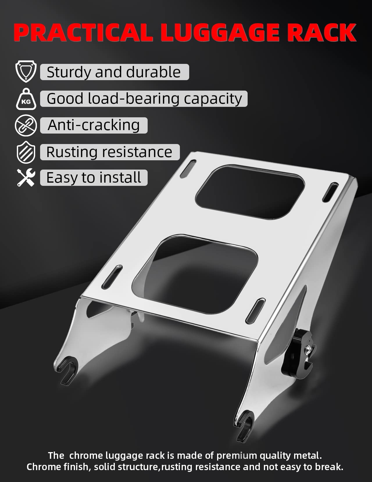 Amazicha Chrome Detachable 2 Two Up Tour Pack Pak Luggage Rack Mounting Rack Compatible For Harley Davidson Touring Street Glide