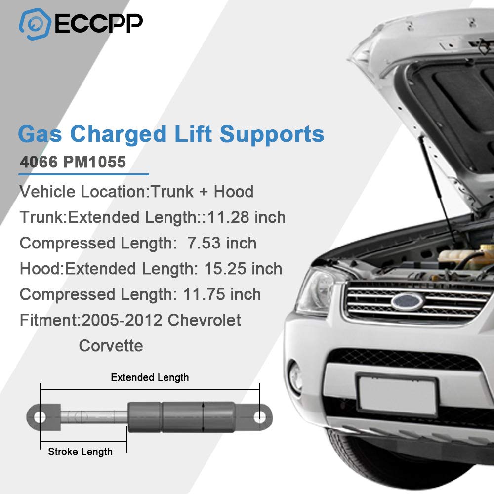 Eccpp Lift Support Trunk+Hood Replacement Struts Gas Springs Fit For Chevrolet Corvette 6.0L 2005-2007,For Chevrolet Corvette 6.