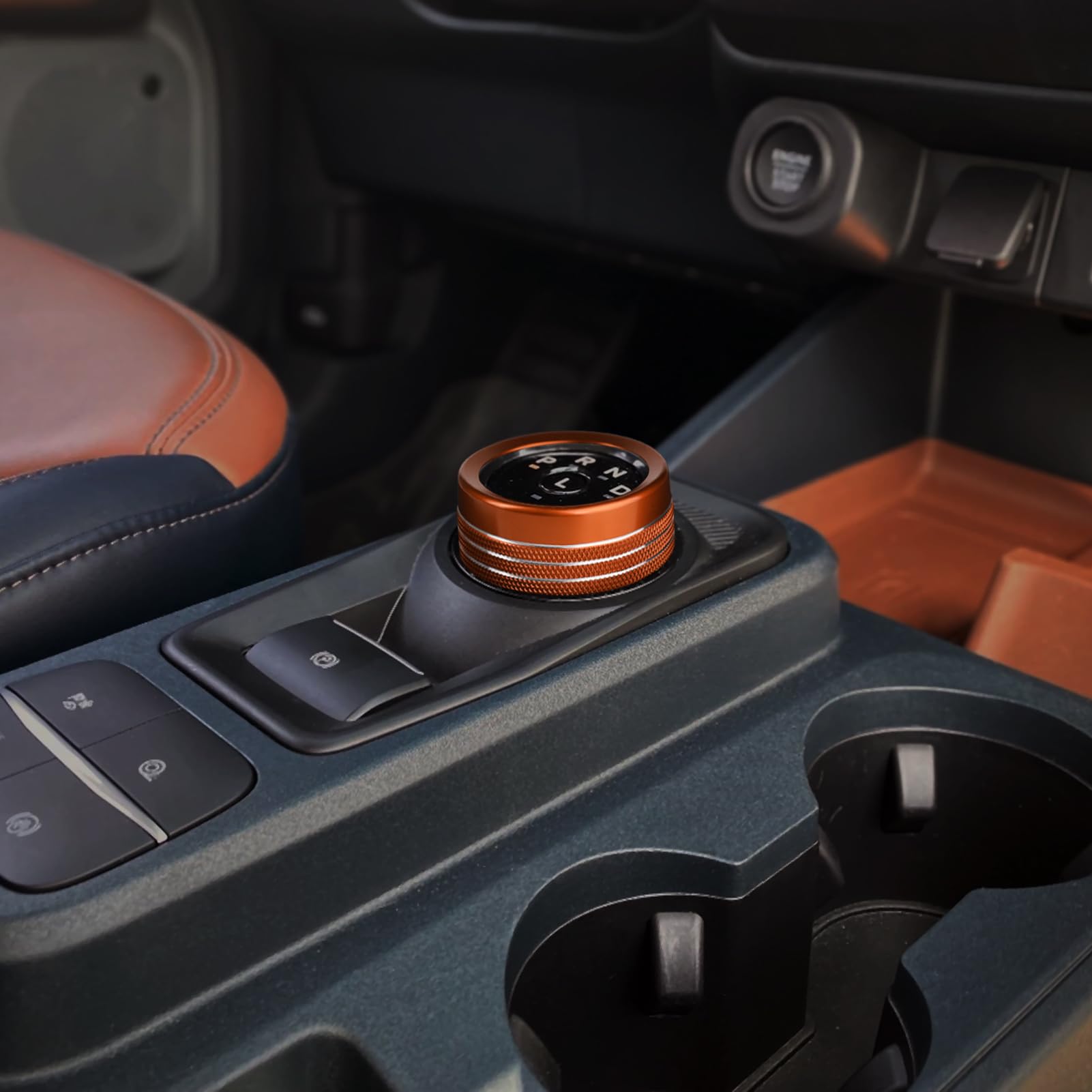 Anfokas 6Pcs Compatible With Ford Maverick 2025 2024 2023 2022 Accessories Car Interior Center Consoles Cover Gear Shift Knob Ac Volume Headlight Knob Rings -Orange