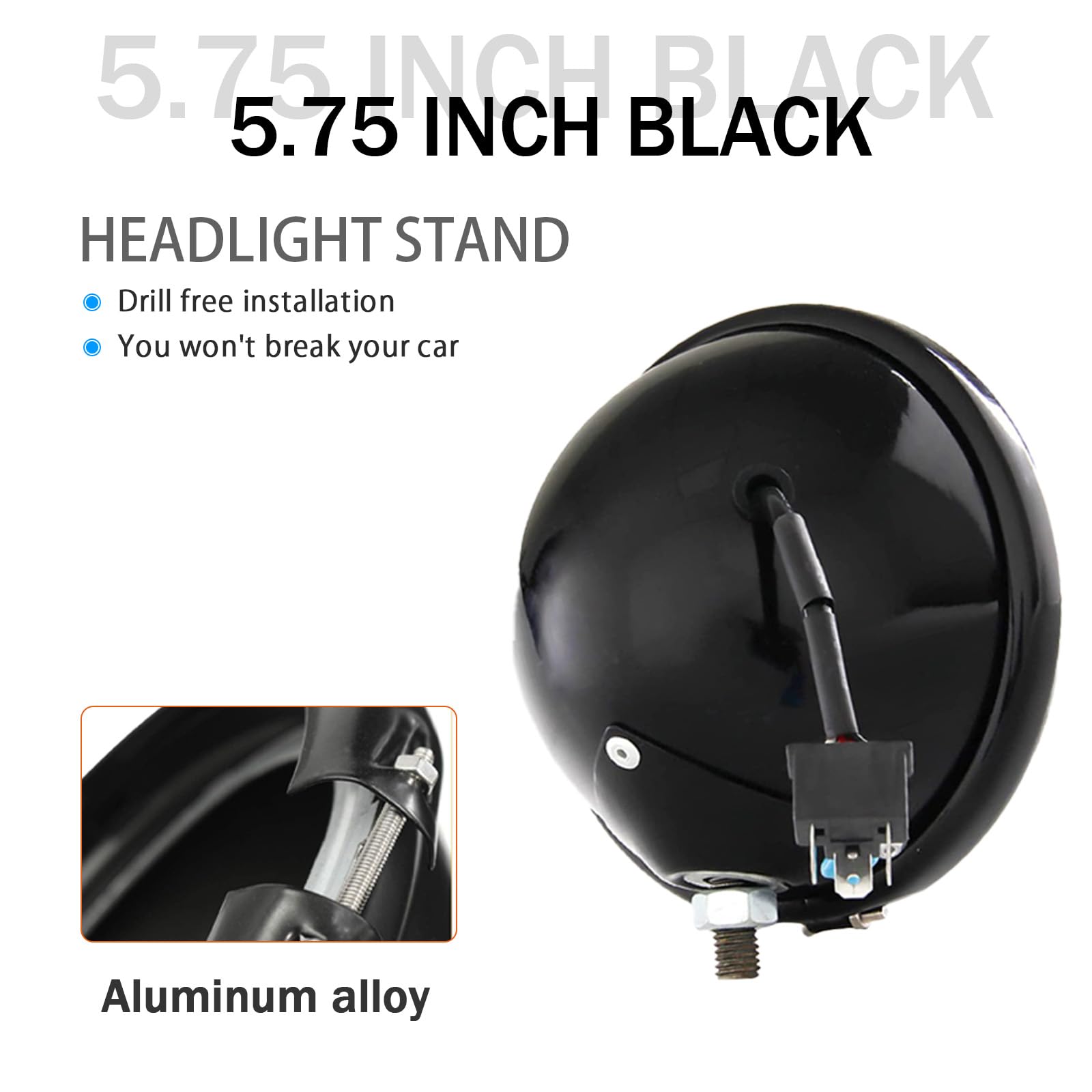 Vosicky Motorcycle 5 3/4'' 5.75 Inch Led Headlight Housing Bucket For Fxwg Chopper (Black)