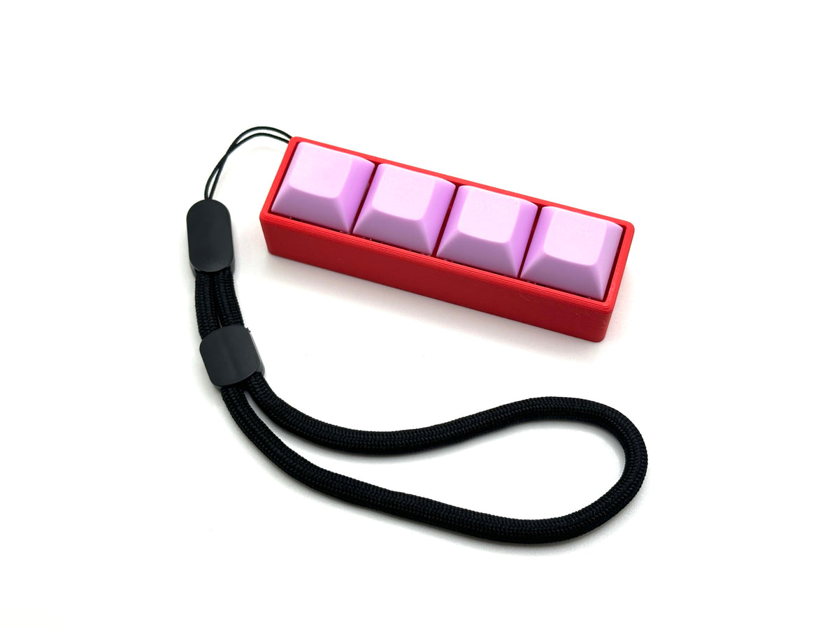 Four-Button Clicky Mechanical Switch Fidget Toy | Stim Toy, Stress Relief, Adhd (Red Base, Light Purple Keycaps)